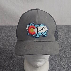 Colorado Flag Bear Trucker Hat Gray Cap Mesh Snapback Outdoor Gorpcore Nature